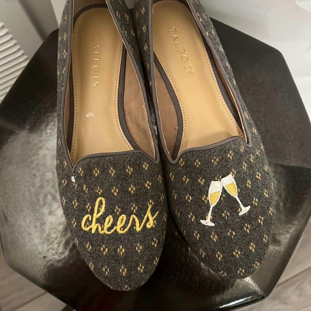 Talbots Ryan champagne cheers grey flats loafers 7.5